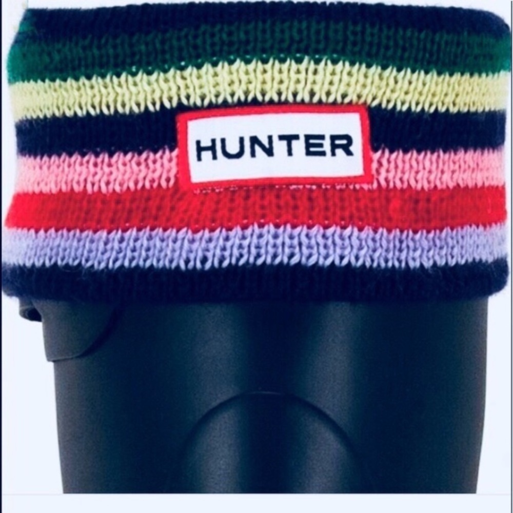 Hunter Navy Striped Boot Socks, EUC, size ML (8-10)
